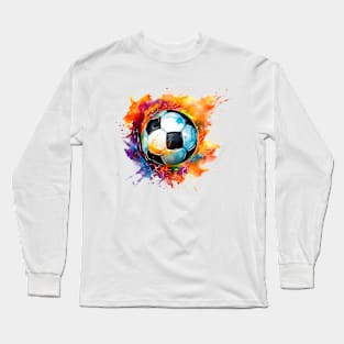 Colorful Flaming Soccer Ball Long Sleeve T-Shirt